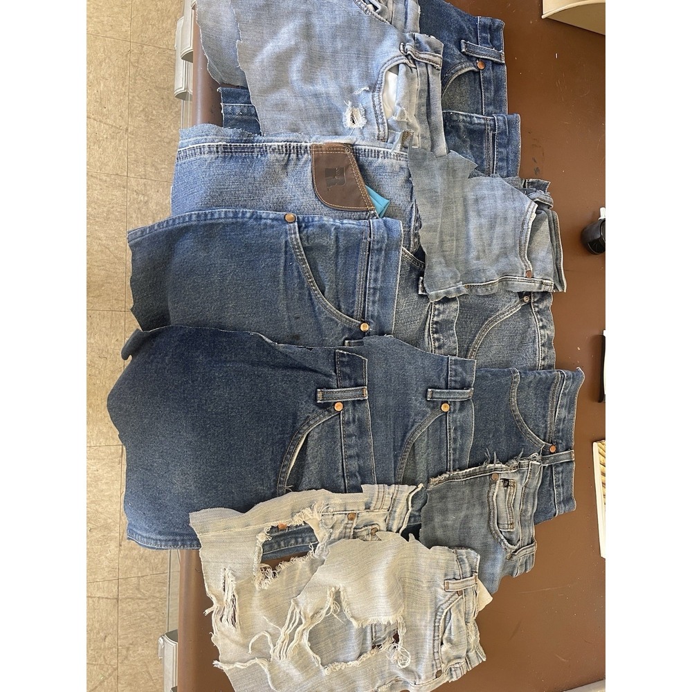 Denim Jean Scraps for Crafting & Sewing Front Pockets 2 Pounds 14 Total Pockets
